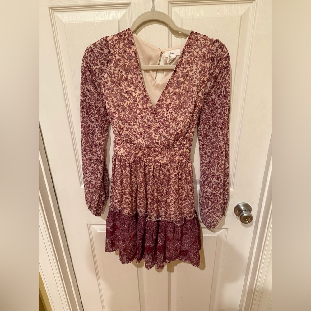 Jopea mini dress purple floral. Tie back